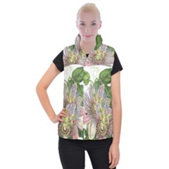 Passion Flower Flower Plant Blossom Women s Button Up Puffer Vest by Nexatart