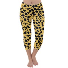 Skin Animals Cheetah Dalmation Black Yellow Capri Winter Leggings  by Mariart