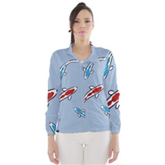 Koi Carp East Vector Seamless Wind Breaker (women) by Nexatart