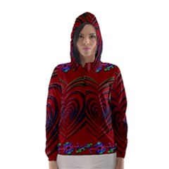 Red Heart Colorful Love Shape Hooded Wind Breaker (women) by Nexatart