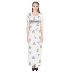 Cactus Pattern Short Sleeve Maxi Dress by ValentinaDesign