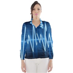 Heart Monitoring Rate Line Waves Wave Chevron Blue Wind Breaker (women) by Mariart