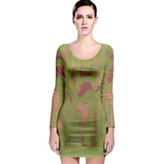 Abstract Art Long Sleeve Bodycon Dress by ValentinaDesign