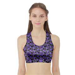Roses Pattern Sports Bra With Border by Valentinaart