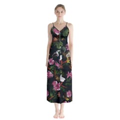 Tropical Pattern Button Up Chiffon Maxi Dress by Valentinaart