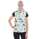 Tropical pattern Women s Button Up Puffer Vest View1