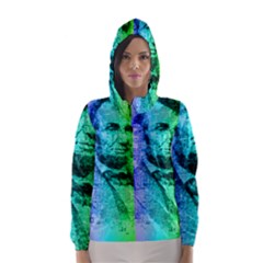 Abraham Lincoln Portrait Rainbow Colors Typography Hooded Wind Breaker (women) by yoursparklingshop