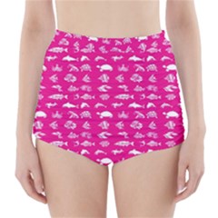 Fish Pattern High-waisted Bikini Bottoms by ValentinaDesign