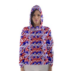 Happy 4th Of July Theme Pattern Hooded Wind Breaker (women) by dflcprintsclothing