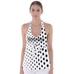 Polka Dot Black Circle Babydoll Tankini Top by Mariart