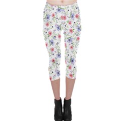 Floral Pattern Capri Leggings  by ValentinaDesign