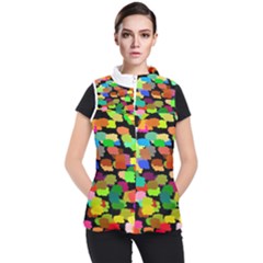 Colorful Paint On A Black Background           Women s Puffer Vest by LalyLauraFLM