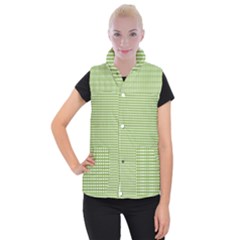 Gingham Check Plaid Fabric Pattern Women s Button Up Puffer Vest by Nexatart
