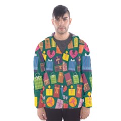 Presents Gifts Background Colorful Hooded Wind Breaker (men) by Nexatart