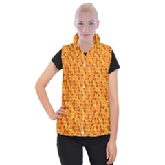 Honeycomb Pattern Honey Background Women s Button Up Puffer Vest by Nexatart