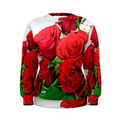 A Bouquet Of Roses On A White Background Women s Sweatshirt by Nexatart