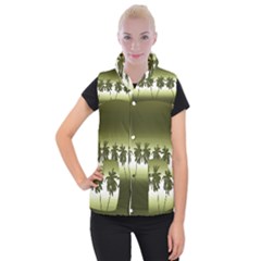 Tropical Sunset Women s Button Up Puffer Vest by Valentinaart