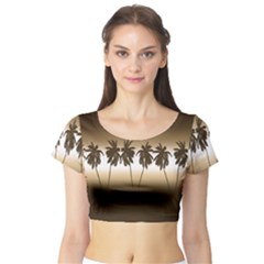 Tropical Sunset Short Sleeve Crop Top (tight Fit) by Valentinaart