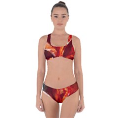 Red Abstract Pattern Texture Criss Cross Bikini Set
