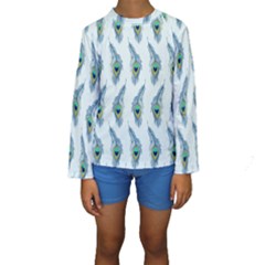 Background Of Beautiful Peacock Feathers Kids  Long Sleeve Swimwear by Nexatart