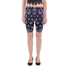 Fantasy Flower Forest  In Peacock Jungle Wood Yoga Cropped Leggings by pepitasart