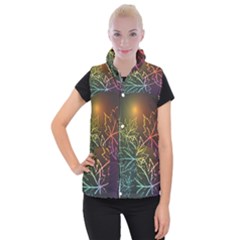 Beautiful Maple Leaf Neon Lights Leaves Marijuana Women s Button Up Puffer Vest by Mariart