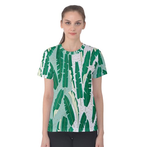 Banana Leaf Green Polka Dots Women s Cotton Teecotton Tee by Mariart