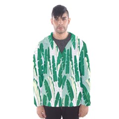 Banana Leaf Green Polka Dots Hooded Wind Breaker (men) by Mariart