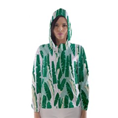 Banana Leaf Green Polka Dots Hooded Wind Breaker (women)