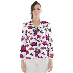 Crown Red Flower Floral Calm Rose Sunflower White Wind Breaker (women) by Mariart