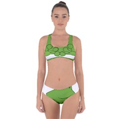 Illustrain Frog Animals Green Face Smile Criss Cross Bikini Set by Mariart