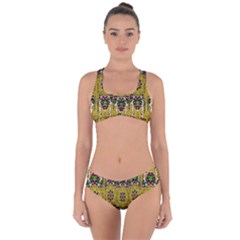 Rainbow And Stars Coming Down In Calm  Peace Criss Cross Bikini Set by pepitasart