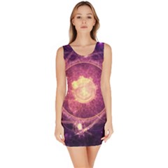 A Gold And Royal Purple Fractal Map Of The Stars Sleeveless Bodycon Dress by jayaprime