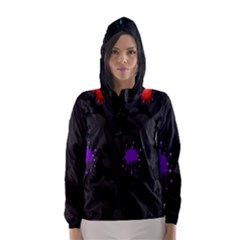 Black Camo Shot Spot Paint Hooded Wind Breaker (women) by Mariart