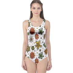 Flower Floral Sunflower Rose Pattern Base One Piece Swimsuit by Mariart