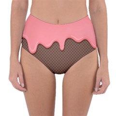 Ice Cream Pink Choholate Plaid Chevron Reversible High-waist Bikini Bottoms by Mariart