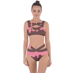 Ice Cream Pink Choholate Plaid Chevron Bandaged Up Bikini Set  by Mariart