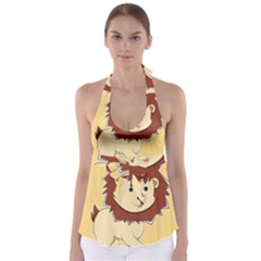 Happy Cartoon Baby Lion Babydoll Tankini Top by Catifornia