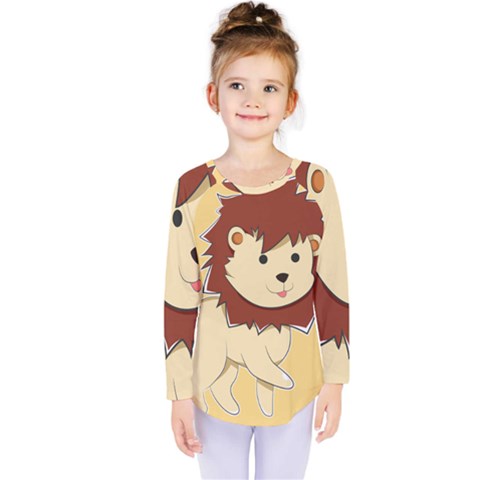 Happy Cartoon Baby Lion Kids  Long Sleeve Tee by Catifornia