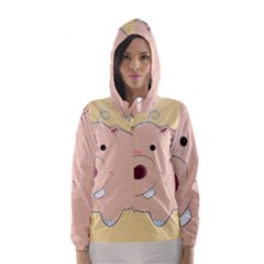 Happy Cartoon Baby Hippo Hooded Wind Breaker (women) by Catifornia