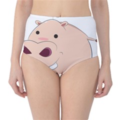 Happy Cartoon Baby Hippo High-waist Bikini Bottoms by Catifornia