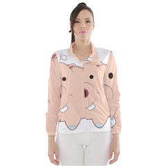 Happy Cartoon Baby Hippo Wind Breaker (women) by Catifornia