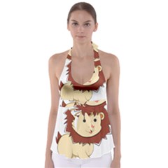 Happy Cartoon Baby Lion Babydoll Tankini Top by Catifornia