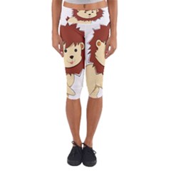 Happy Cartoon Baby Lion Capri Yoga Leggings by Catifornia