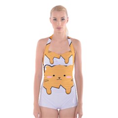 Yellow Cat Egg Boyleg Halter Swimsuit  by Catifornia