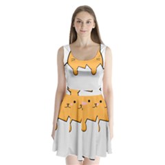 Yellow Cat Egg Split Back Mini Dress  by Catifornia