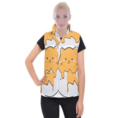 Yellow Cat Egg Women s Button Up Puffer Vest by Catifornia