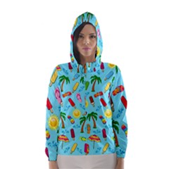 Beach Pattern Hooded Wind Breaker (women) by Valentinaart