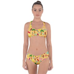 Beach Pattern Criss Cross Bikini Set by Valentinaart