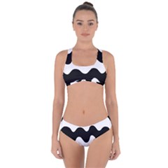 Lokki Cotton White Black Waves Criss Cross Bikini Set by Mariart